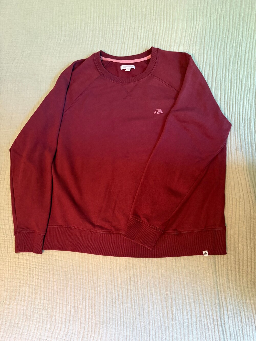 Ocean+Coast Large Maroon Crewneck Sweatshirt with Tent Logo
